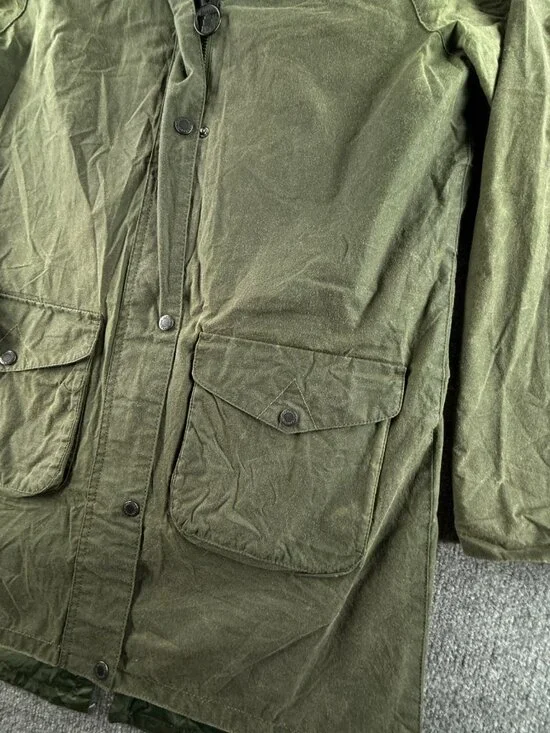 Barbour Updrift Lightweight 4oz Wax Waxed Jacket Women Full Zip Green Hooded 6 - Picture 3 of 16